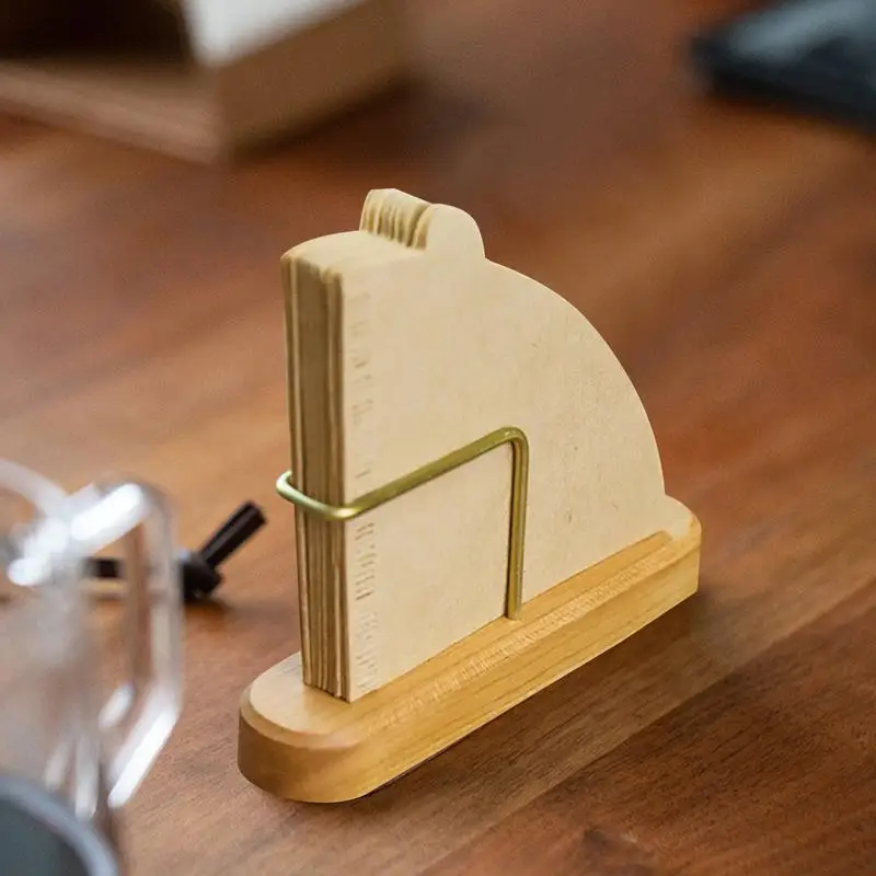 Coffee Filter Container Wood & Brass Cone Coffee Filter Holder Coffee Filter Dispenser Coffee Filter Organizer For Coffee tool