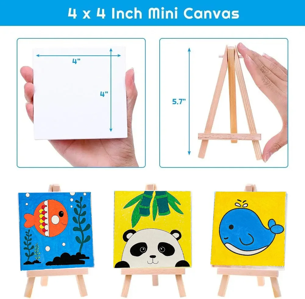 Mini Cartoon Paint By Numbers Set ze sztalugą dla dzieci Prezent dla dzieci DIY Akrylowe zestawy do malowania olejnego z ramką do dekoracji 4X4Inch