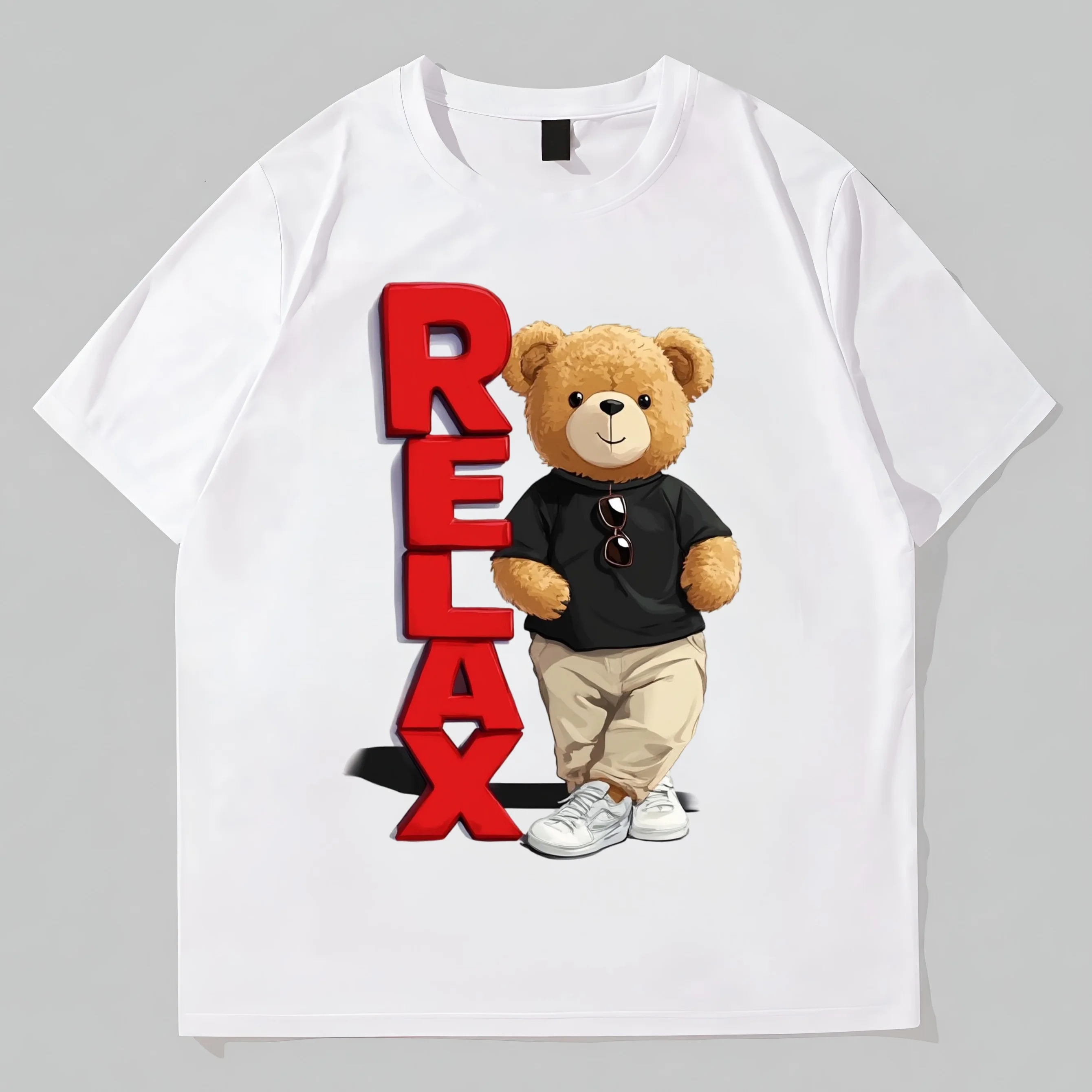 

Teevo Casual T-Shirt with Teddy Bear and RELAX Print for Daily Wear