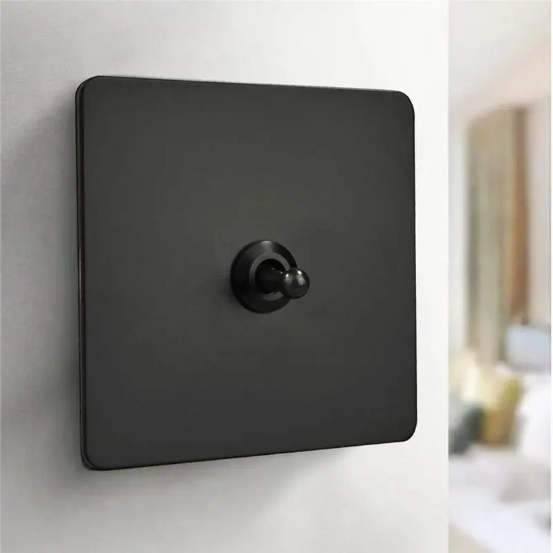 A84E-1-Gang 3 Way Switch 1-Gang Switch Nordic Minimalist Style Light Stainless Steel Panel Lever Retro Toggle Switch