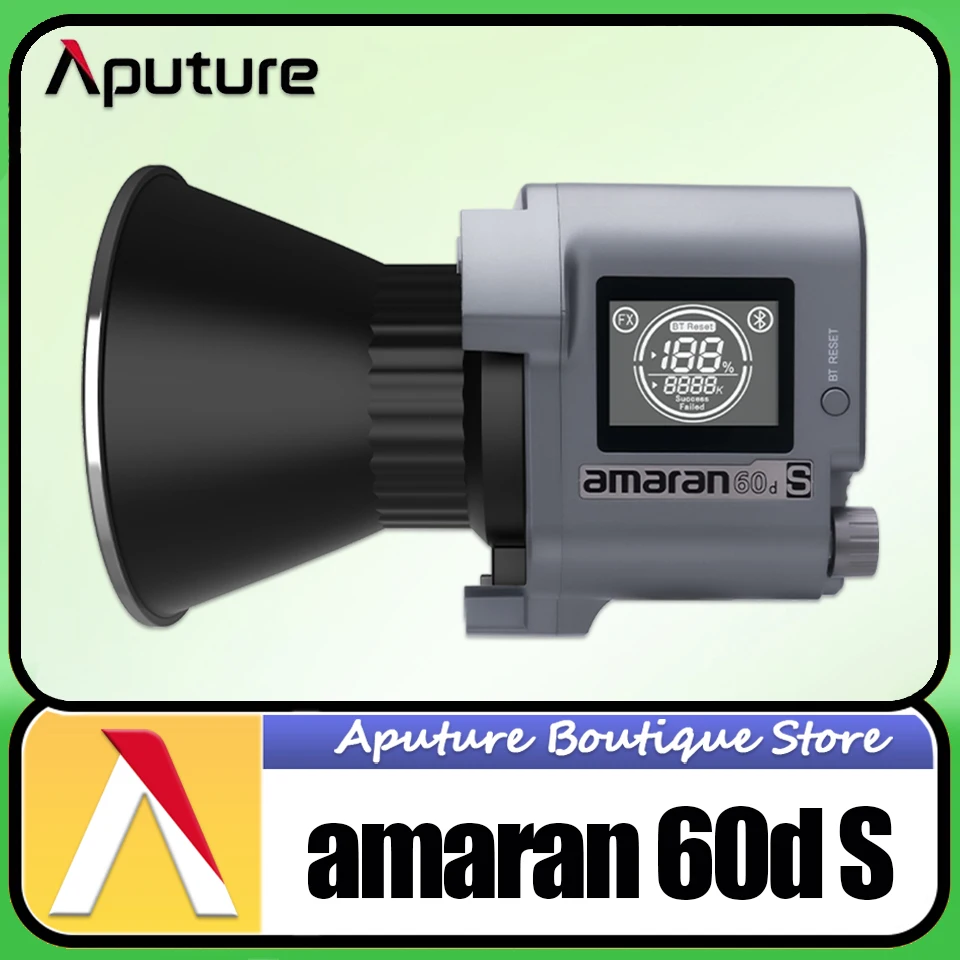 Aputure Amaran 60d S 65W 5600K Daylight COB Video Light per Studio fotografico Studio fotografico con supporto bokens CRI 96 + TLCI 99 +