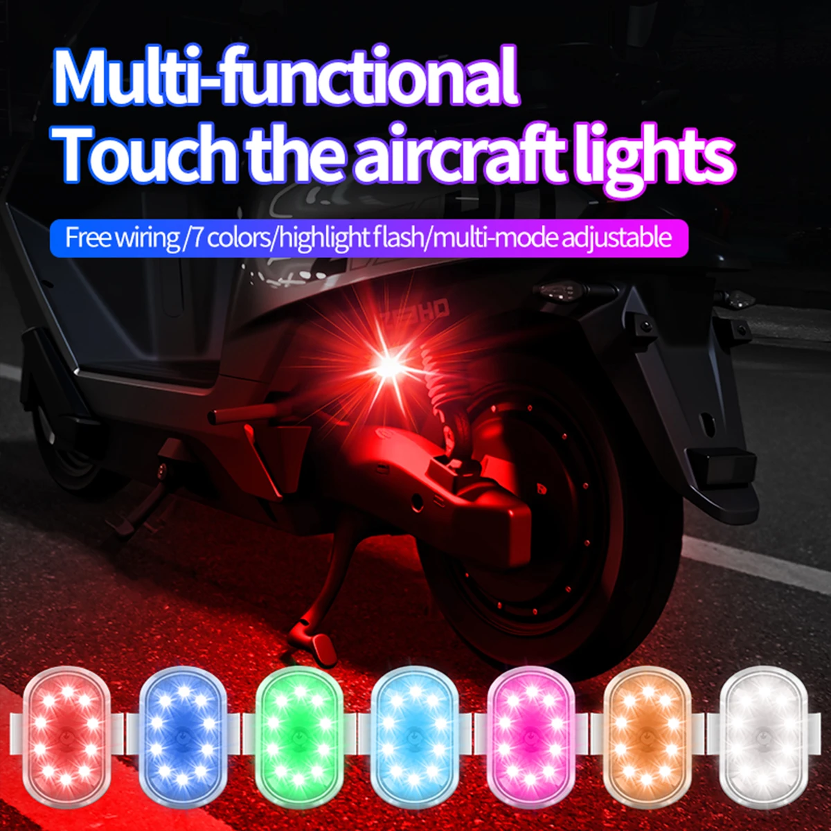 RGB Led Touch Strobe Lights Motorcycle LED Flash Position Wireless Light Aircraft Airplane Helicopter Warning Lights Accessories