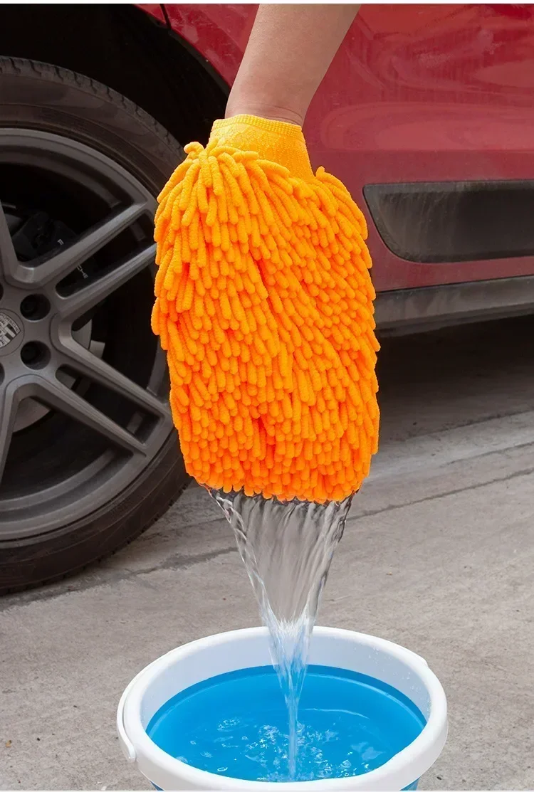 

1 Pcs Microfibre Chenille Car Wash Plush Gloves Winter Cleaning Auto Repair Shop Props Car Wash Double-Sided Gloves Tools