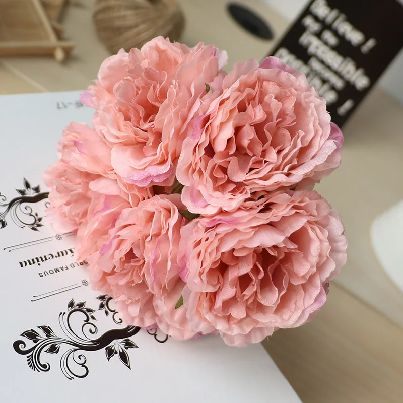 5 Köpfe/Bouquet Pfingstrosen Künstliche Blumen Heimdekoration Seiden-Kunstblumen Pfingstrosen künstliche Blumen für Hochzeits-DIY-Dekoration. – Detail 8
