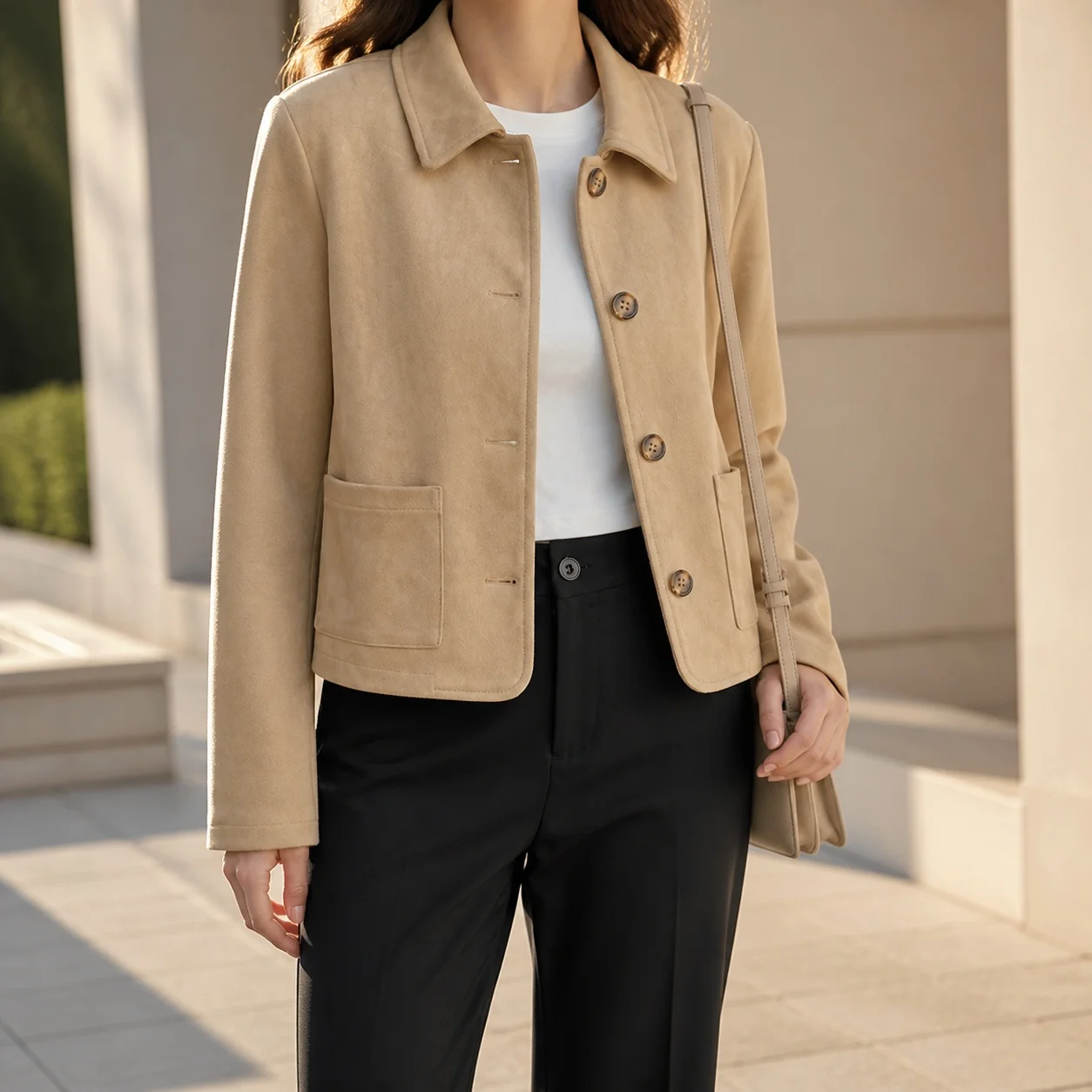Women's Medium Weight Oversized Solid Color Single Breasted Notched Collar Long Sleeve Jacket Streetwear Women's Clothing