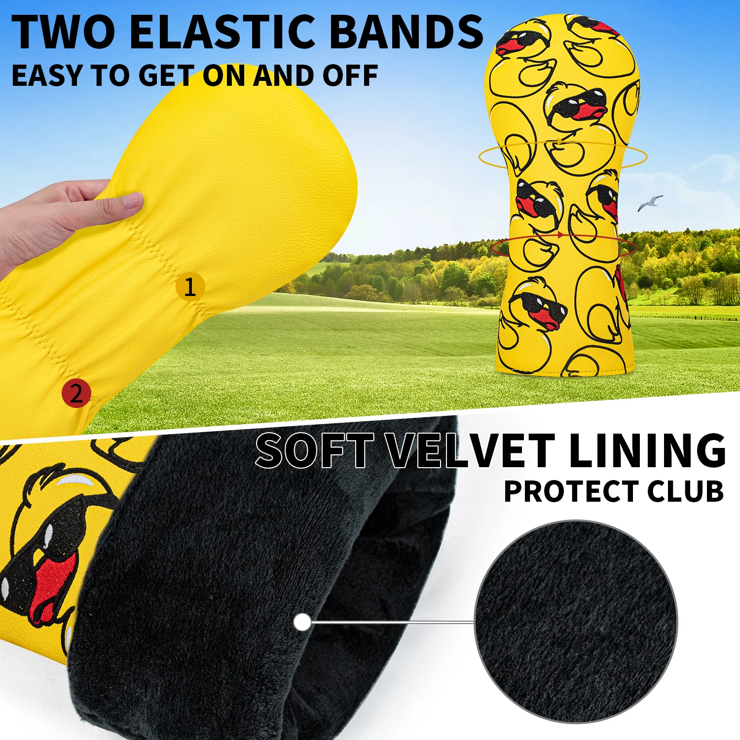 1pc Golf Club Protective Cover, Small Yellow Duck Pattern Design, Golf Club Accessories, Dust-Proof and Durable Head Cover image 6
