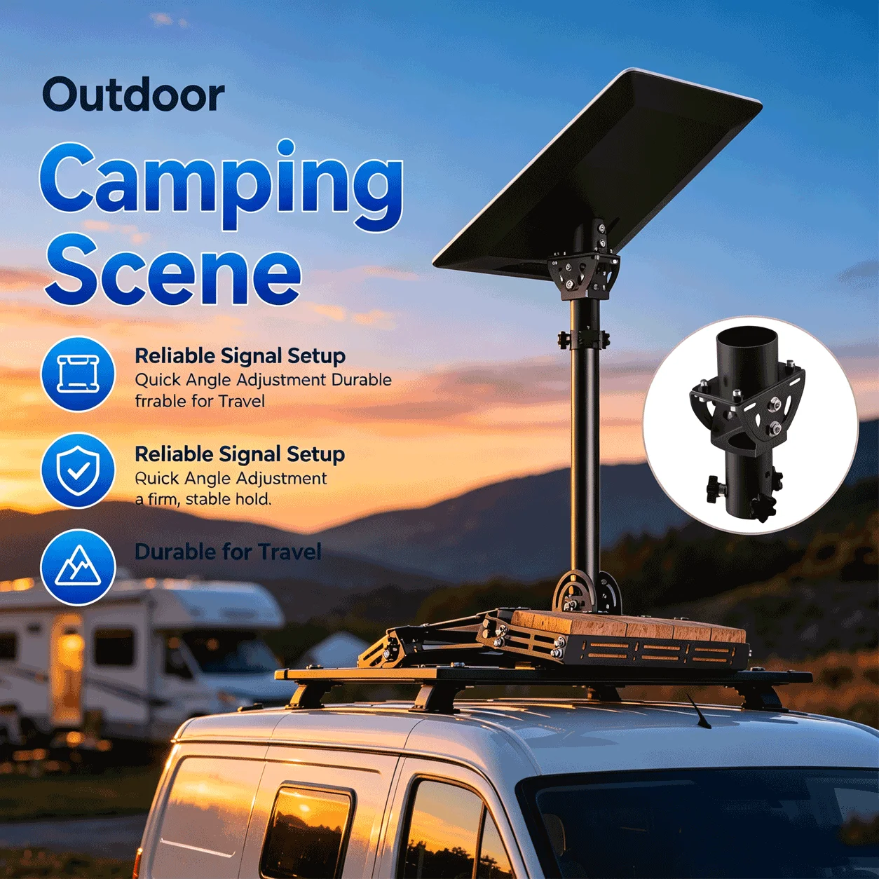 For Starlink V5 Mount Support,160° Tilt  Adjustable Heavy-Duty Metal Kit with Pipe Adapter,Star-link Gen 5 Ridge Install Bracket