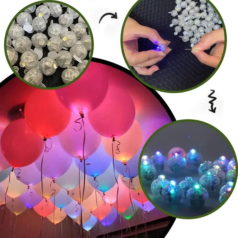 50-10Pcs Tumbler Small Round Ball Light Balloon LED Flash Luminous Lamps Lantern Light for Wedding Party Birthday Decoration