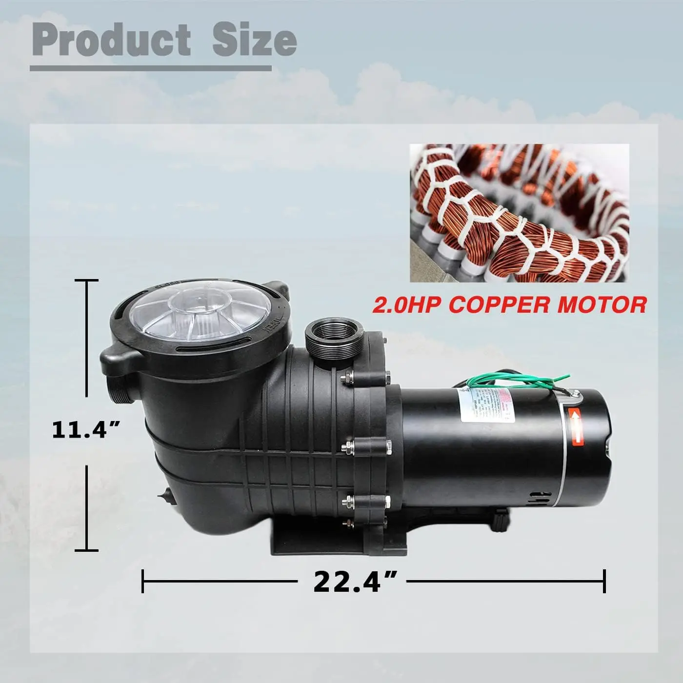 

2.0HP 110GPM Swimming Pool Pump 110V Garden InGround and Above Ground Pool Wate