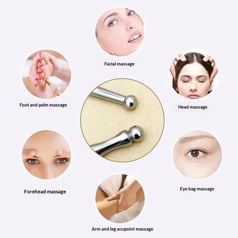 【H】1/3PC Acupuncture Double Head Face Ear Massage Tool Steel Acupressure Pen Ear & Body Acupoint Probe For Muscle Soothing