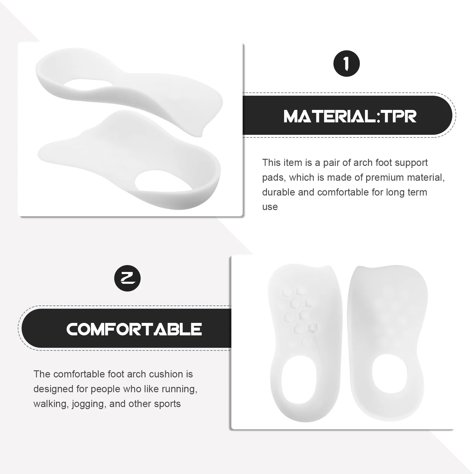 

1Pair Foot Arch Corrective Pads Practical Arch Support Insoles Comfortable Feet Cushion Flat Foot Care Feet Care Insoles