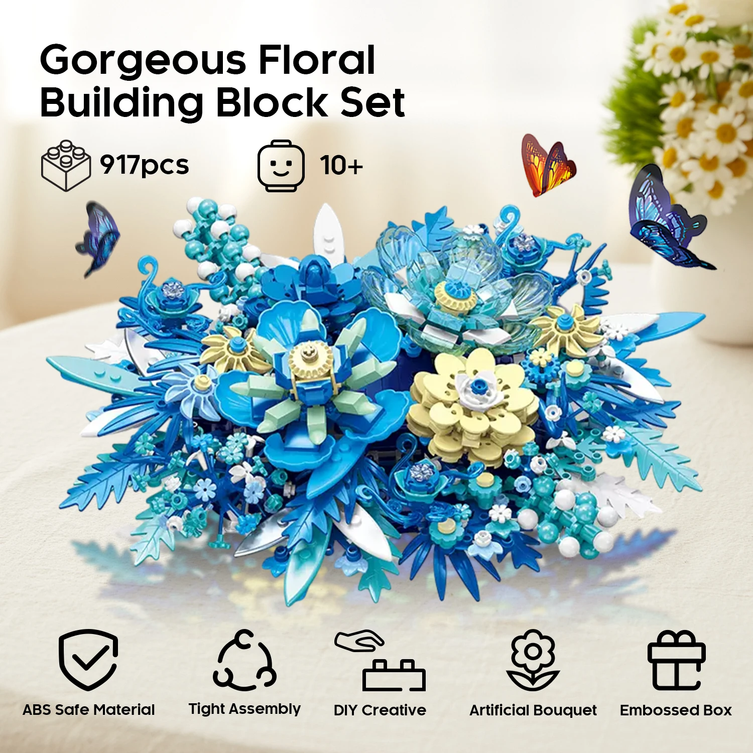 

917PCS Fantasy Flower Bouquet Building Blocks Preserved Flowers Assembly Model Bricks Creative Home Decor Children Toys Gifts