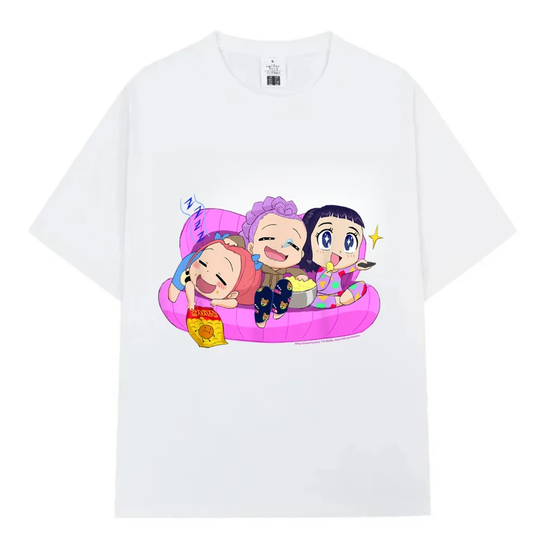 Kpop شيطان هنتر ساجا بنات طباعة الجمالية تي شيرت مطبوع الرجال النساء قصيرة الأكمام تي شيرت Harajuku الصيف المتضخم تي شيرت #1