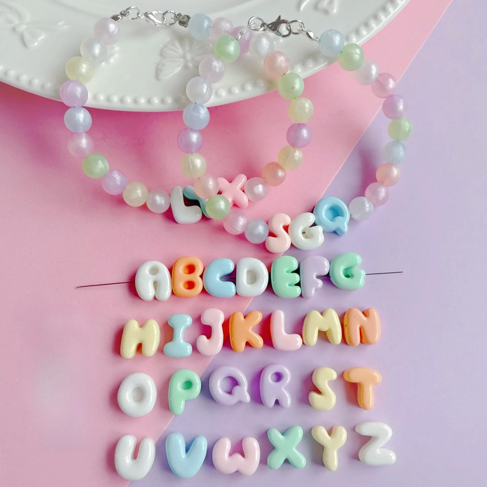 10-20Pcs Letter Hole Beads Resin Ring Acrylic Pendants Flatback Charms DIY Earrings Bracelet Keychain Jewelry Craft Supplies