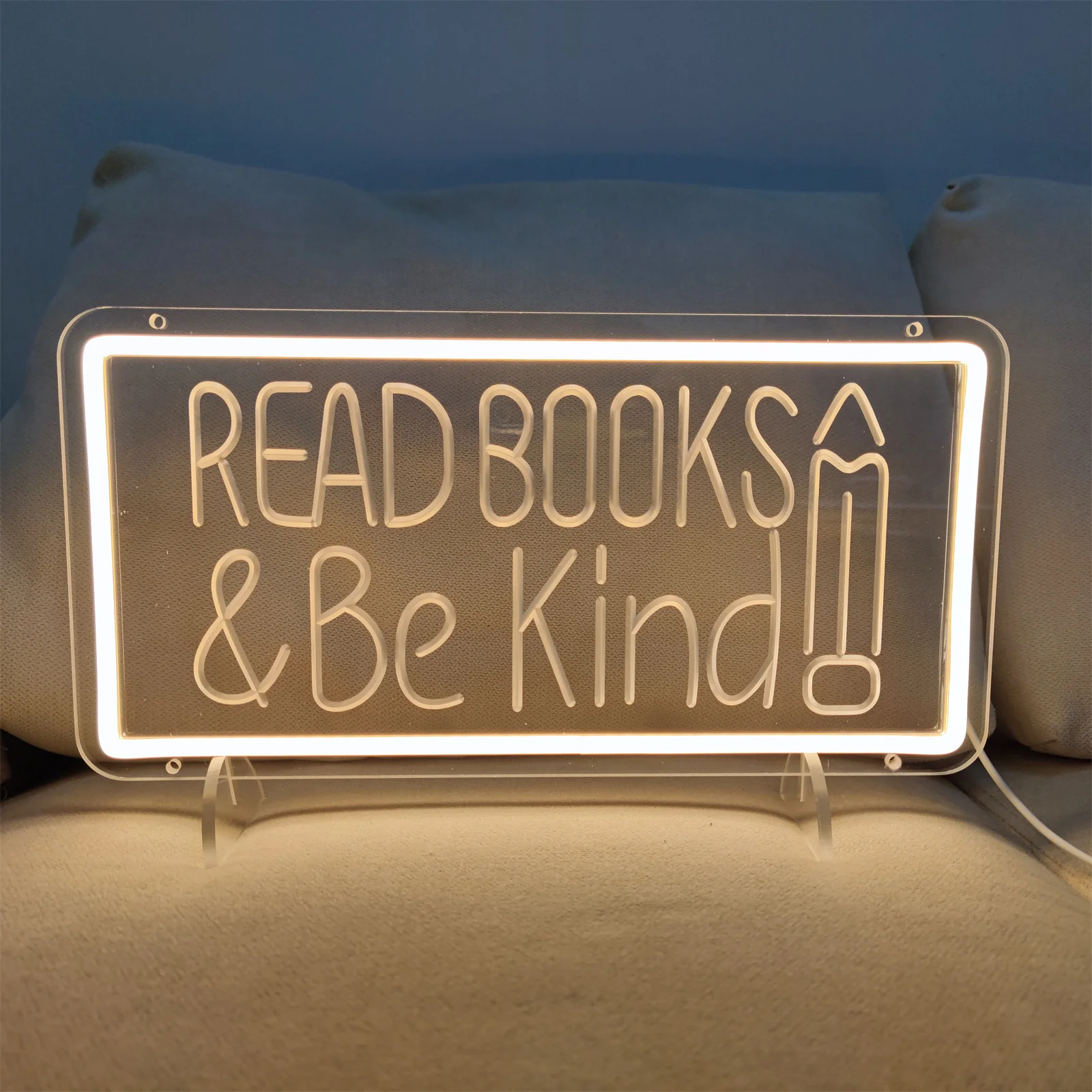 Read Books & Be Kind LED Neon Sign USB Powered Wall Mounted Decorative Light for Bedroom Reading Room Library Book Party Decor