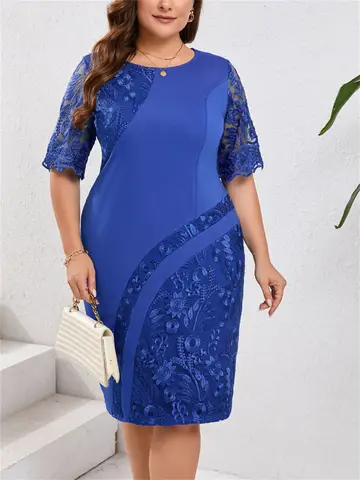 गिब्सी प्लस साइज़ कढ़ाईदार लेस हाफ स्लीव ओ-नेक ड्रेस महिलाओं की ग्रीष्मकालीन शरद ऋतु कॉकटेल पार्टी सुरुचिपूर्ण बॉडीकॉन मिडी ड्रेस 8 best sales प्लस साइज़ औपचारिक पोशाक - №4
