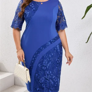 Người phụ nữ Gibsie-Women Sleeve Nữ với o o, kích cỡ lớn, ren thêu, cocktail, bodycon thanh lịch, váy midi, mùa hè, mùa thu 10 Bán hàng chính cộng với kích thước trang phục tiệc ren - №7