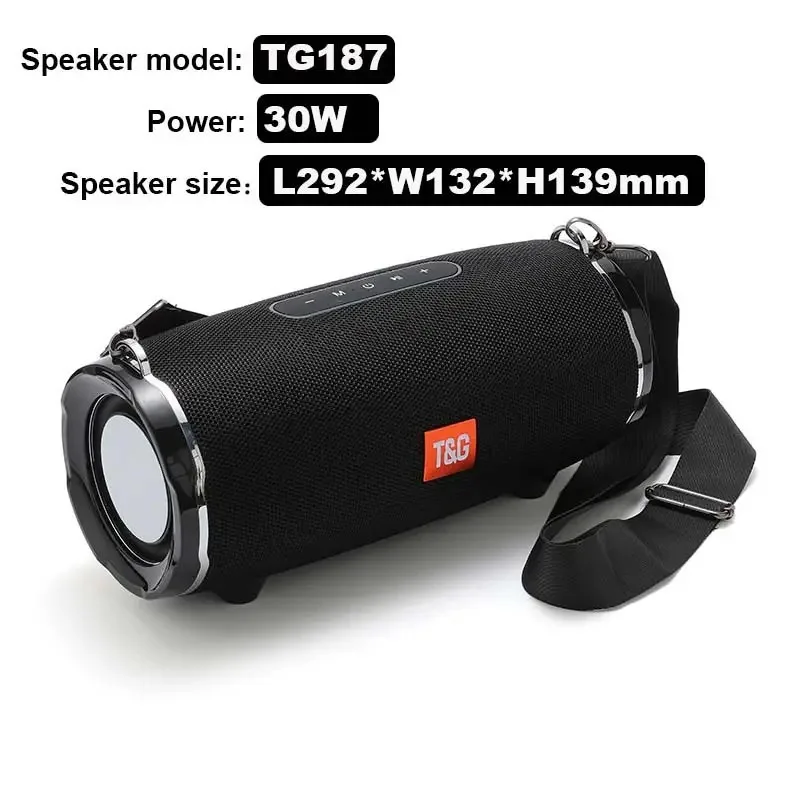 TG187 Bluetooth Speaker Outdoor Wireless Subwoofer Boombox Portable FM Radio TF Card Player Stereo Surround TV Computer Speaker