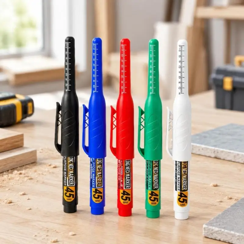 10-Piece Deep Hole Permanent Marker Set with 45MM Long Nib for Recessed Reference Points on Glazed Tile, Metal, and 896C