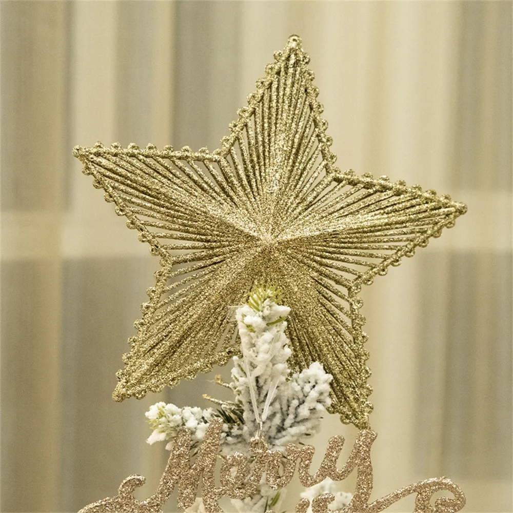 Golden Christmas Tree Toppers Hollow Iron Star ตกแต่งคริสต์มาสสําหรับ Xmas Tree เครื่องประดับ Navidad ใหม่ปี 2025 Party