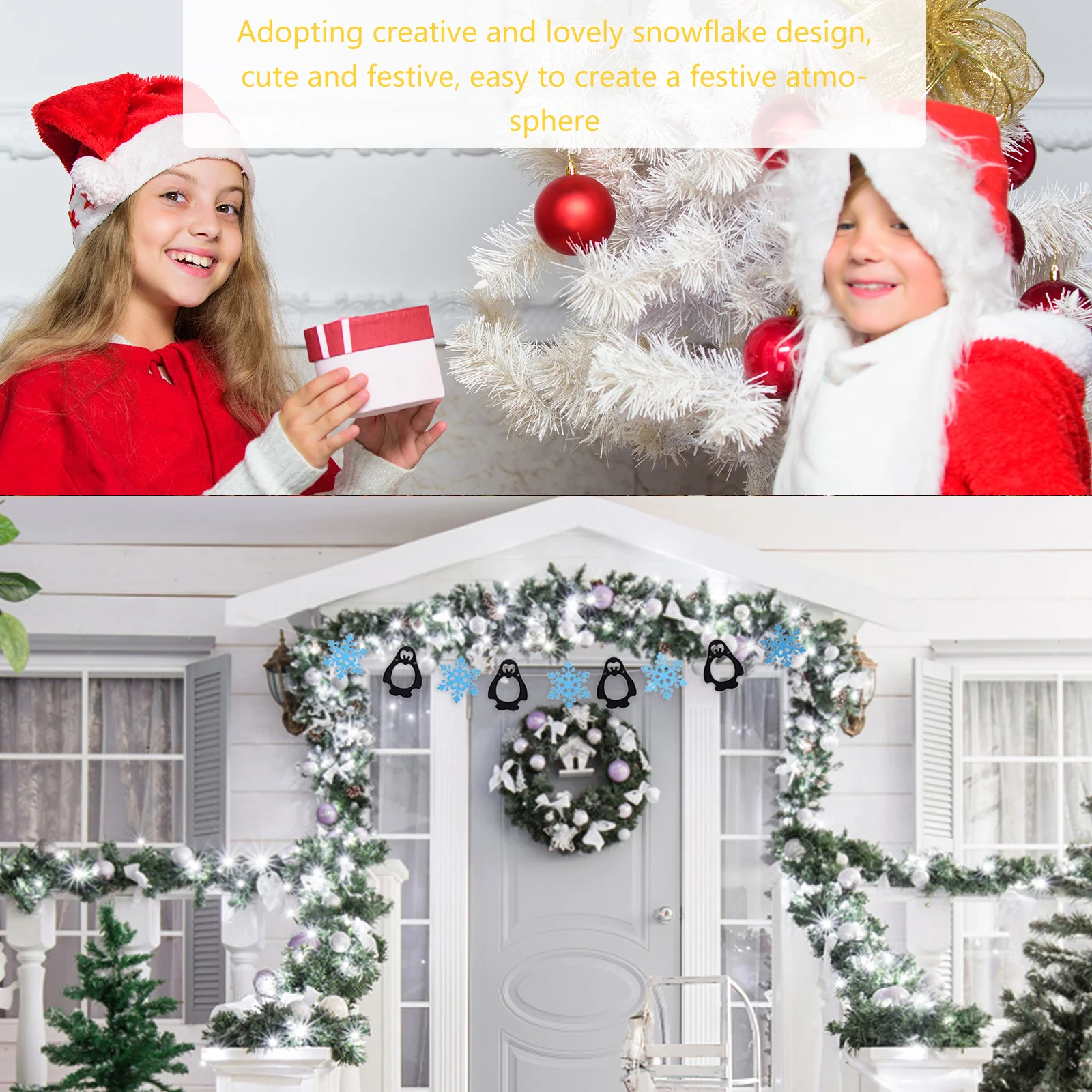 

1Set Christmas Penguin Snowflake Banner Party Decorative Hanging Door Banner Holiday Indoor Outdoor Wall Hanging Decoration