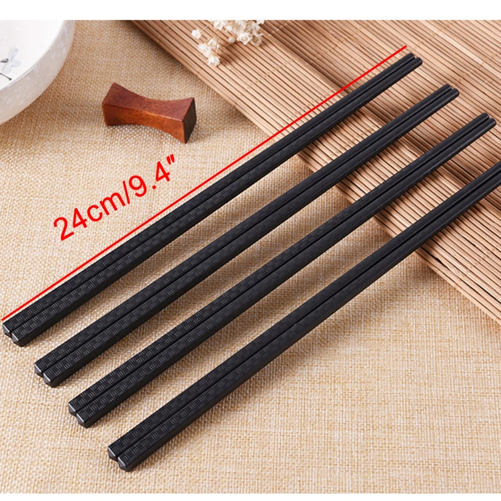 2024 New Reusable Black Alloy Chinese Chopsticks Food Sushi Sticks Safe Food Grade High Temperature Sterilizable Chopsticks