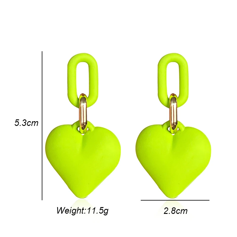 Colorful Heart Earrings for Women Retro Autumn and Winter Simple Sweet Buckle Design Acrylic Earrings Party Wedding Jewelry