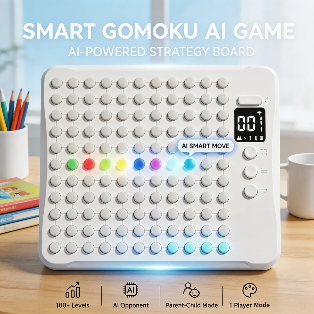 Five in A Row Intelligent Electronic Chess Board Puzzle Multi Functional Game Set Gift Toy Go Board Game with 17 Play Modes