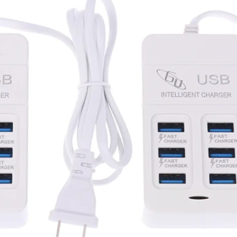 1PC US Plug 6Ports Multiport USB Charger 35W PD Type-C Mobile Phone Fast Charge Wall Chargers TypeC USB Hub Adapter