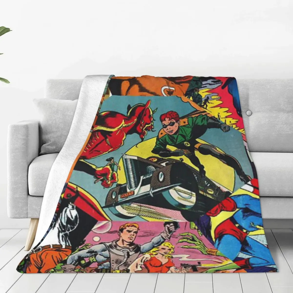 

Comic Book Collage Blanket Sofa Bedroom Bed Home Office Nap Blanket Car Travel Picnic Blankets Gift