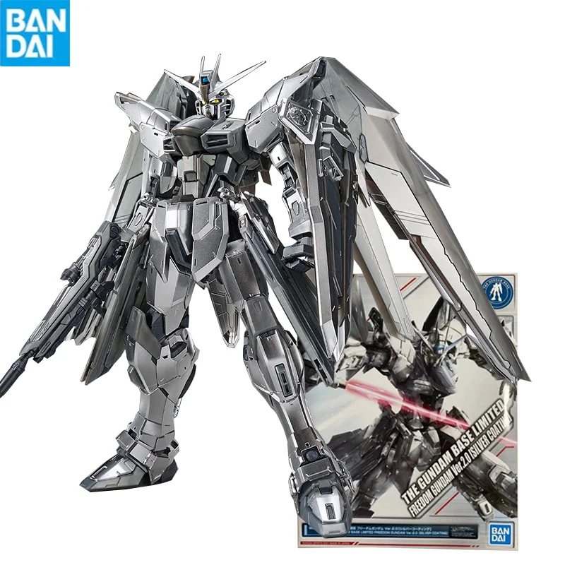 Bandai Gunpla Mg 1/100 Freedom Gundam Ver 2.0 Silver Coating Assembly Model Collectible Robot Kits Figures Models Kids Gift