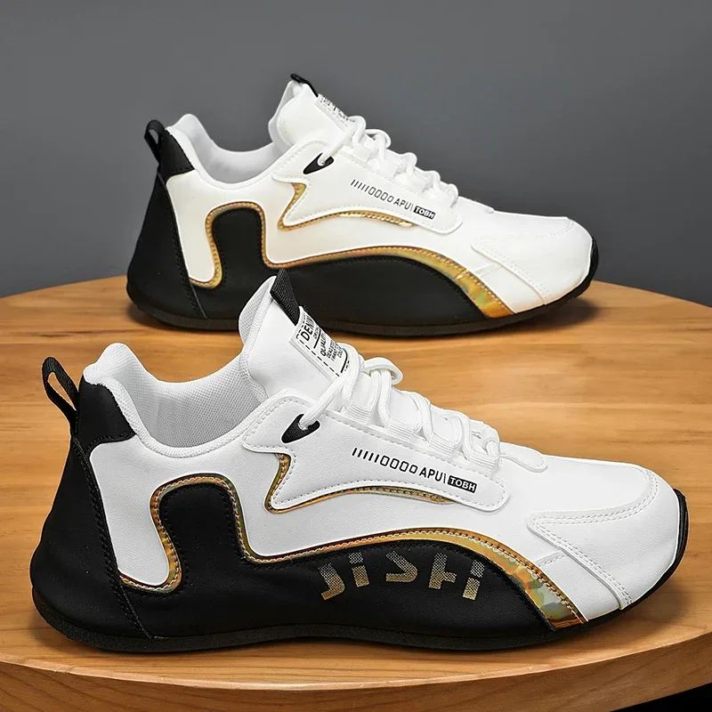 

Men's Leather Waterproof Sneakers Trendy Casual Sports Shoes Lightweight Breathable Flat Non-slip Tenis Shoes Zapatillas Hombre