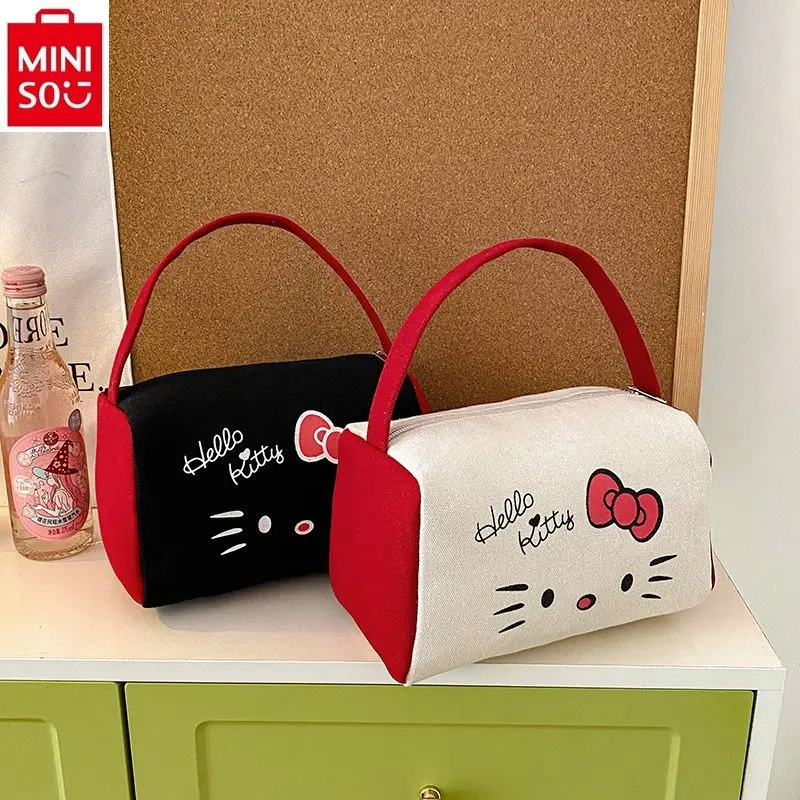 MINISO Sanrio Cartoon Cute Hello Kitty Large Capacity Portable Travel Makeup Storage Student Outgoing Handbag