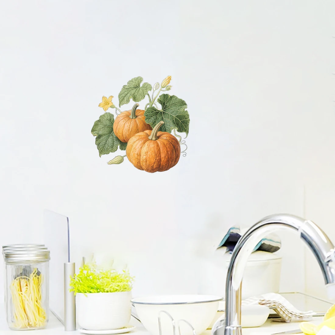 Three Ratels CFN125 Mature pumpkin vine wall stickers for home decoration kitchen stickers Shop window decals