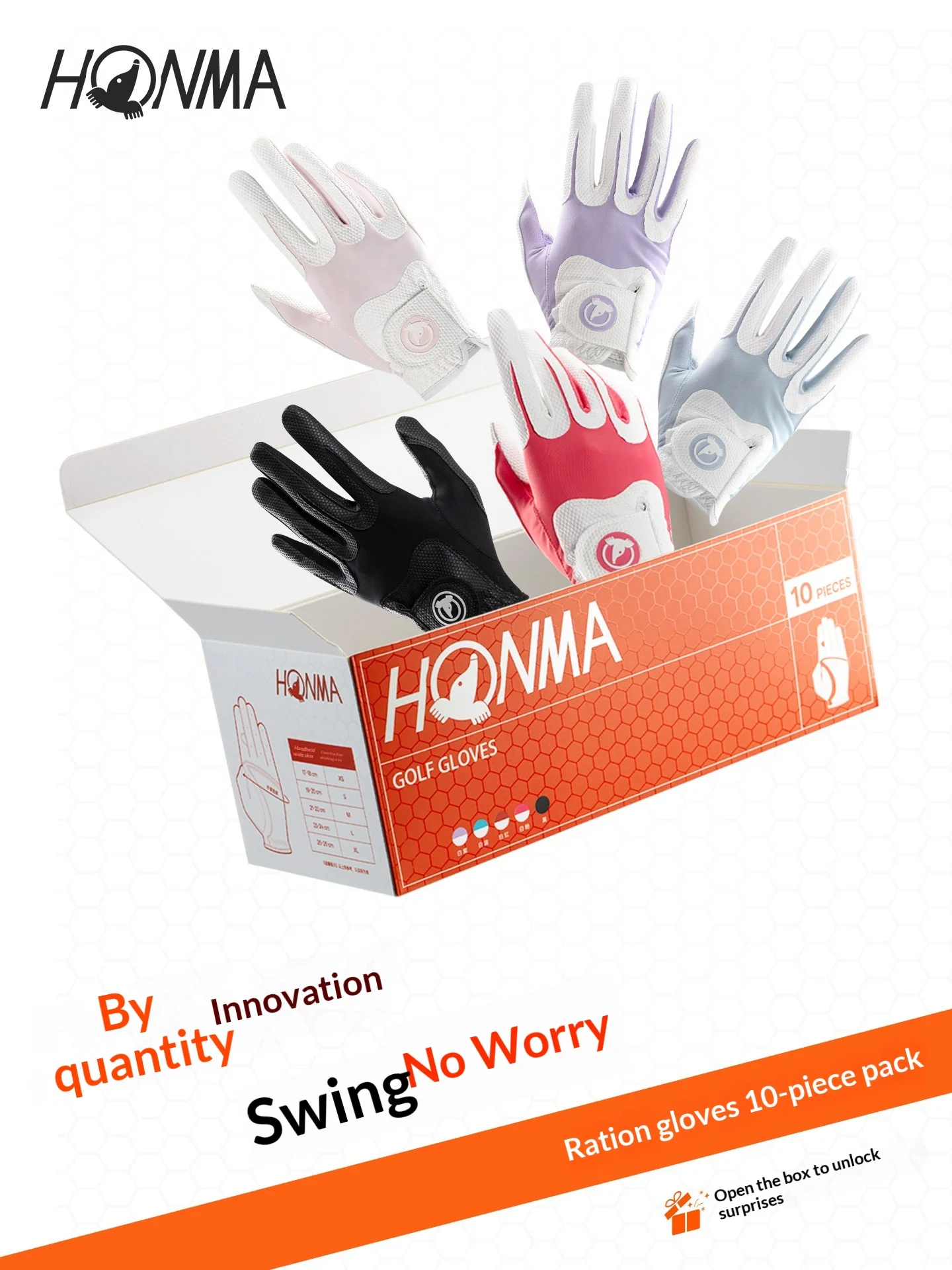 HONMA Golf Gloves 10PCS Left Hand Men Women Breathable Grip Training Gloves Outdoor Sport XS-XL