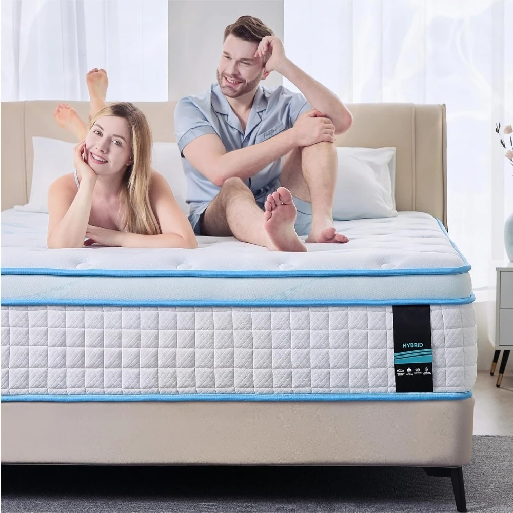 

14 Inch Queen Size Hybrid Mattress, Mattress in a Box, Gel Memory Foam with Cooling Tech, Pocket, Customized