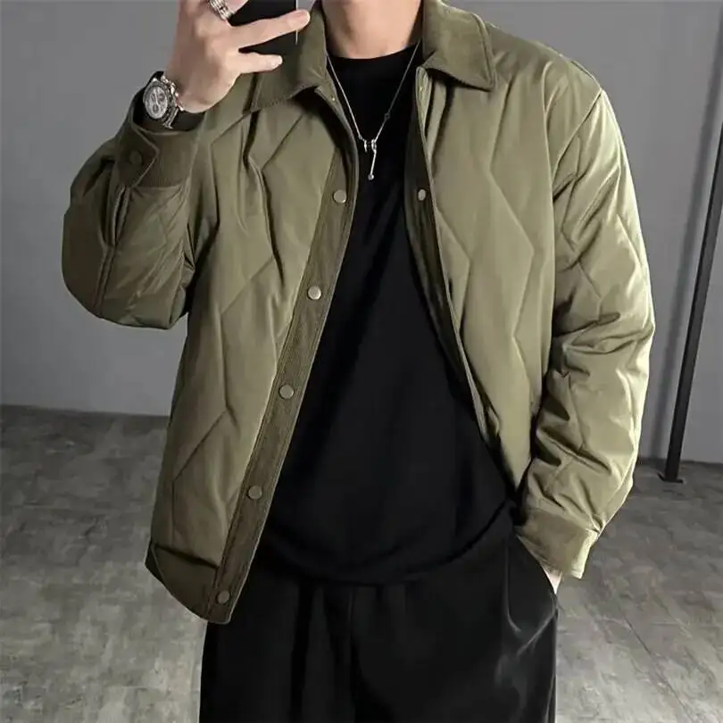 Men's Casual Thickened Cotton Jacket Fake Two-Piece Style Winter Warm Loose Fit Polyester Fiber Basic Style Single Button