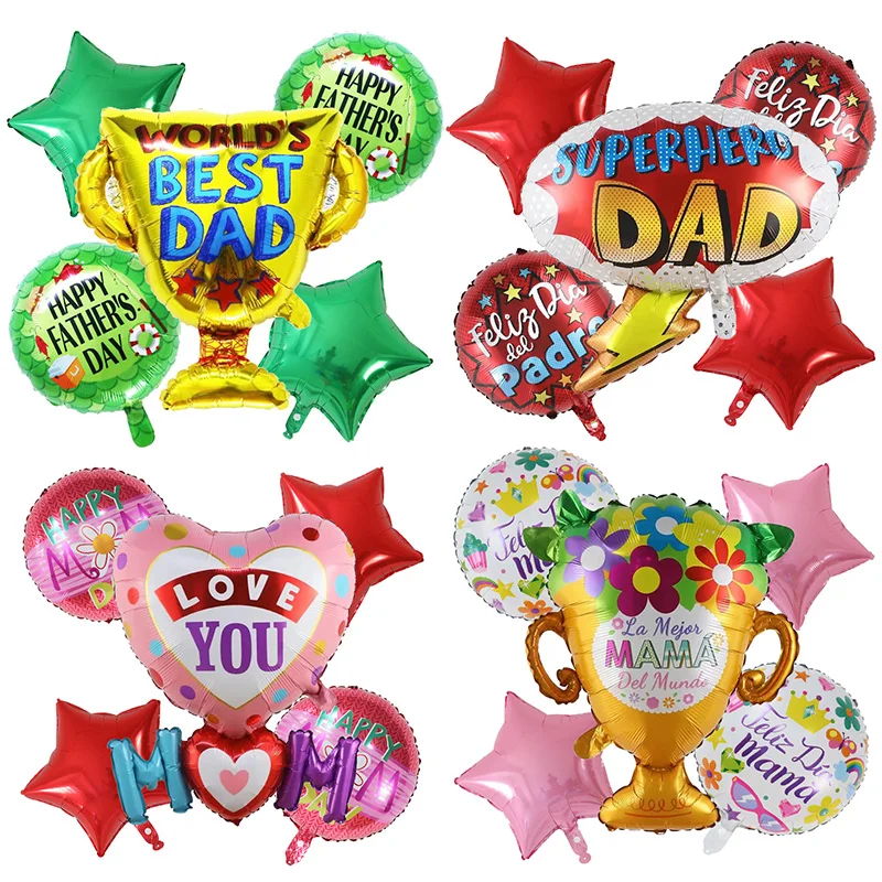 1 مجموعة الإسبانية عيد الأب سعيد احباط بالونات الهيليوم الإنجليزية أفضل أبي الكأس الأم الطرف الديكور الهواء Globos لوازم هدية