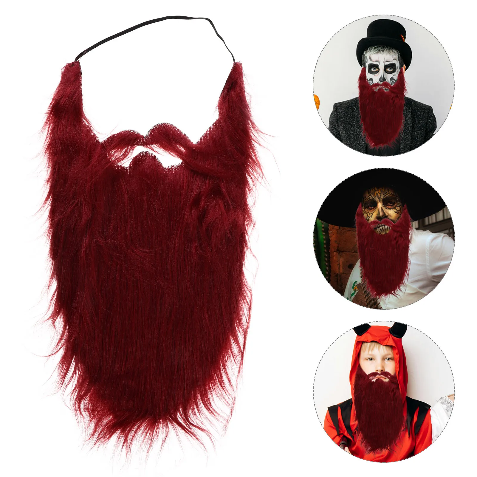 

Fake Burgundy Beard 40Cm Realistic Pirate Costume Halloween Christmas Facial Hair Decoration Accessory Fake Facial Hair