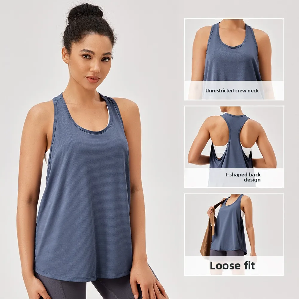 Women's sports smocks loose halter tops yoga wear quick-drying breathable sleeveless fitness running tops Vest Running T-shirt
