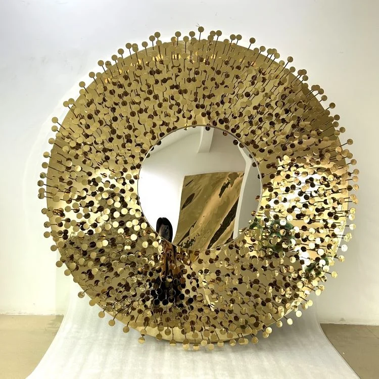 Modern Luxury Art Mirror New Design Gold Wall Convex Mirror Decoration Sun Exposure Metal Frame Art Mirror Home Hotel Decoration