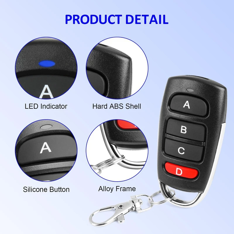 2 ชิ้นรีโมทประตูโรงรถระยะไกล, 433.92 เมกะเฮิร์ตซ์ระยะไกลสําหรับประตู, รีโมทคอนโทรล Key Fob, เปลี่ยนโรงรถประตูไฟฟ้า