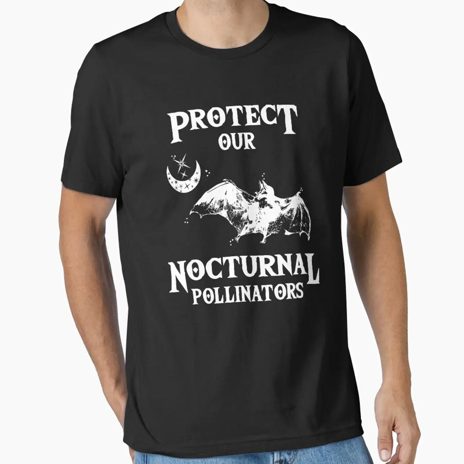 Protect Our Nocturnal Pollinators Bat With Moon Art Cool Essential T Shirt vintage Washed graphic Soft Stretched Casual