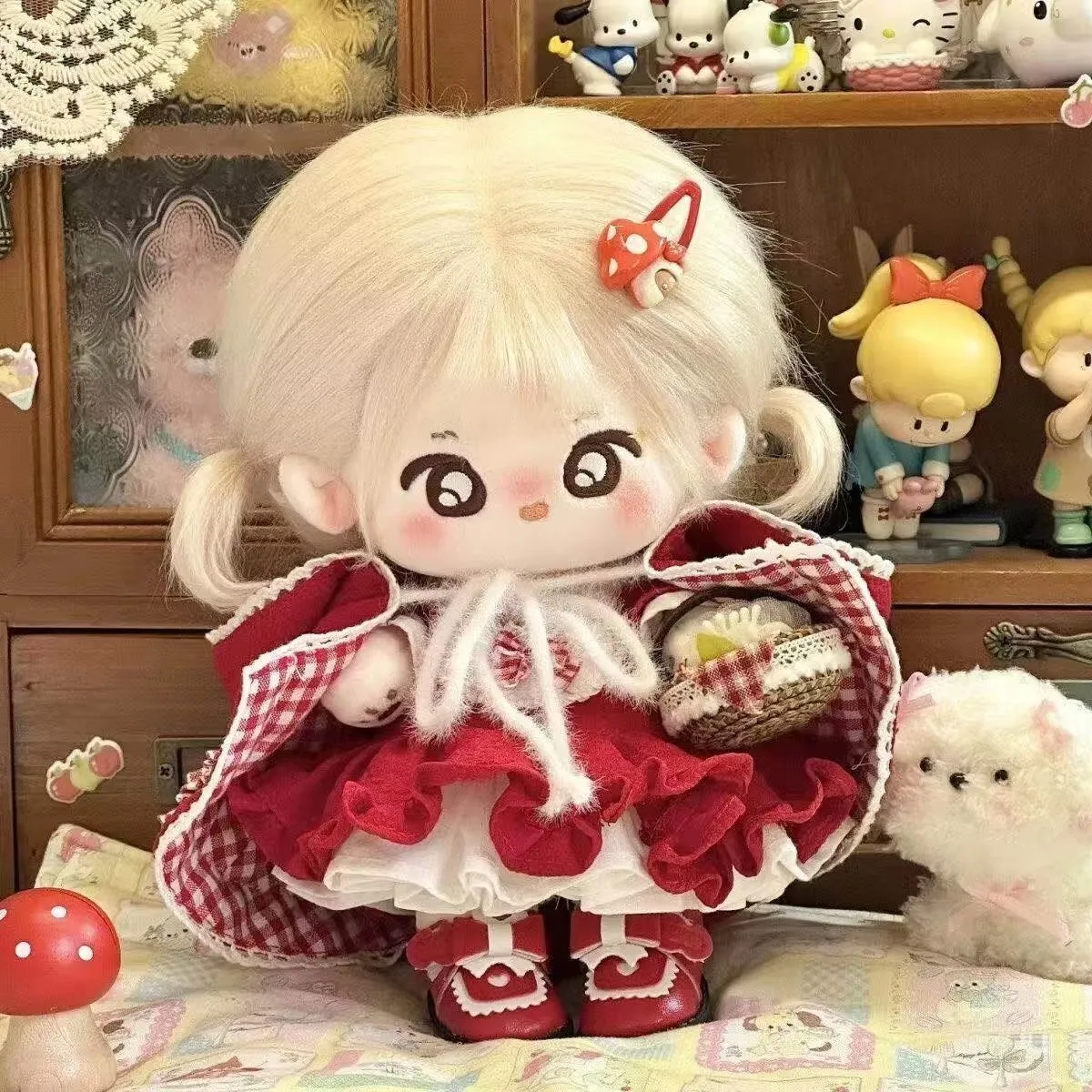 20cm Cotton Doll Clothes Little Red Riding Hood Fairy Tale Lovely Cat Ears Cloak And Skirt No Attribute Clothing
