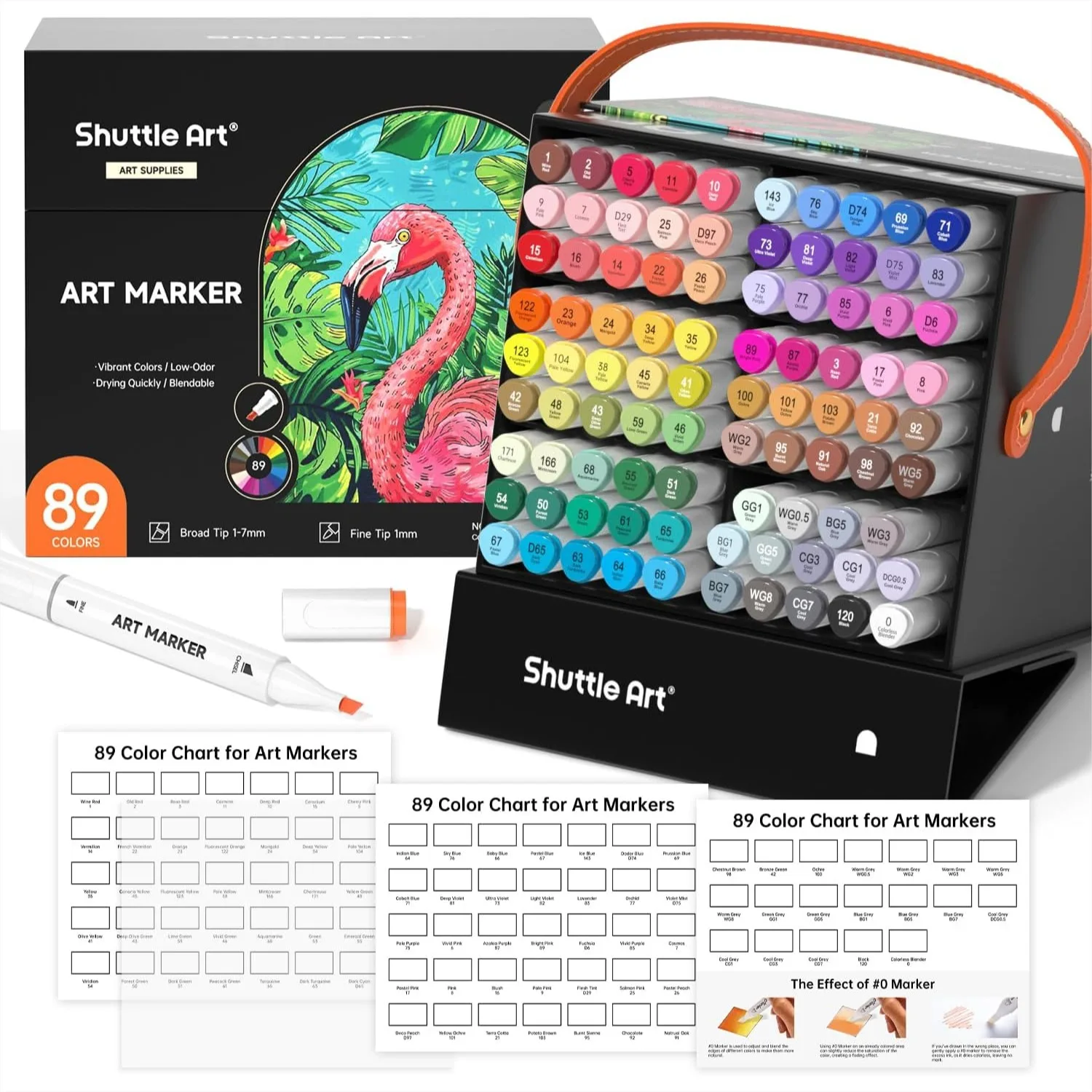 

89 Colors Alcohol Markers, Dual Tip Art Marker Set with Colorless Blender & Magnetic Case for Illustration, Adult Coloring