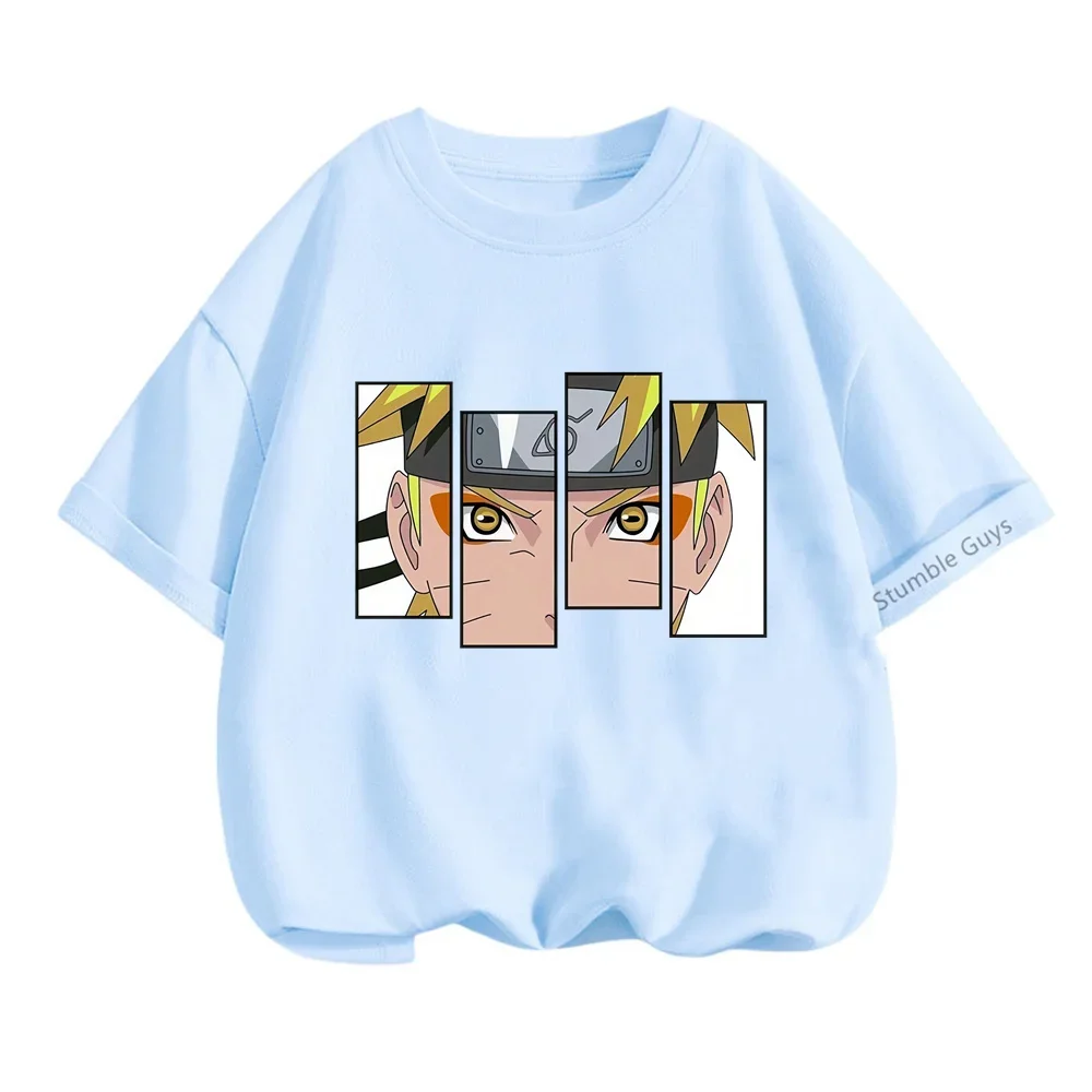 Summer Kids Narutos T-shirt Casual 2024 New Kakashi Tshirt Sportswear Cartoon T-shirt Boys Tops Girls 3-14 Years Teen Clothes