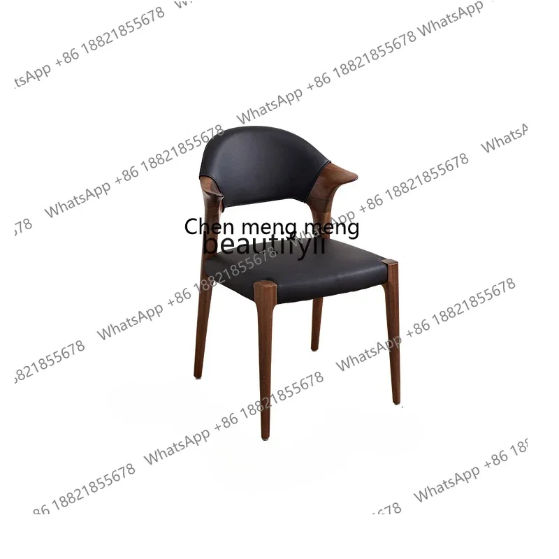

New style North America Black Walnut Wooden Dining Chair Wooden Lounge Chair Armchair Simple Leather Chair Dining Table and Chai