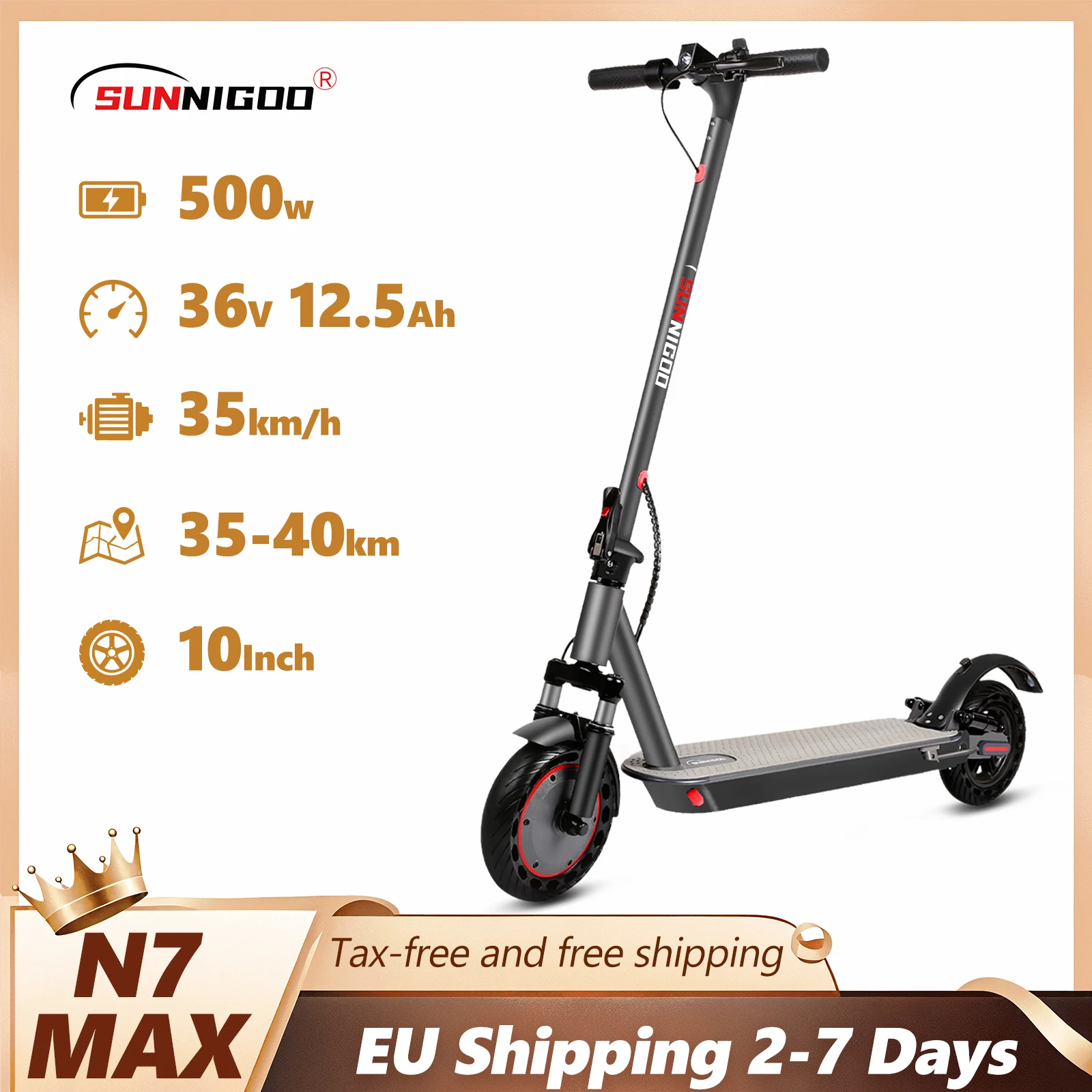 Scooter électrique 500W moteur 36v12.5ah 35 KM/H vitesse maximale 35KM longue portée 10 pouces avec application d'absorption des chocs Escooter