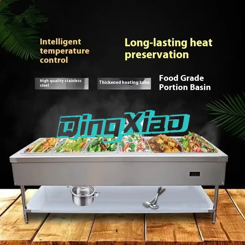Commercial Stainless Steel Digital Controlled 3-6 Grid Constant Temperature Food Warming Cart Fast Food Catering Restaurant Use