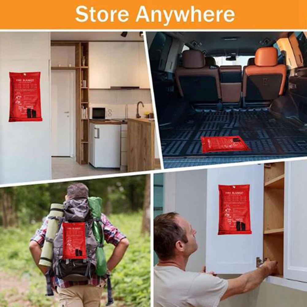 

Стильное аварийное пожарное одеяло, пожарное одеяло, противопожарное одеяло для кухни, гриля, камина (47 x 47 дюймов)